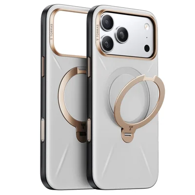 TORRAS Ostand Q3 VegSkin Series For iPhone 17 Pro Max Case Compatible with MagSafe Kickstand Phone Cover - Grey