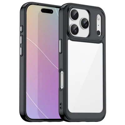 For iPhone 17 Pro Case TPU + Acrylic Protective Clear Phone Cover - Black