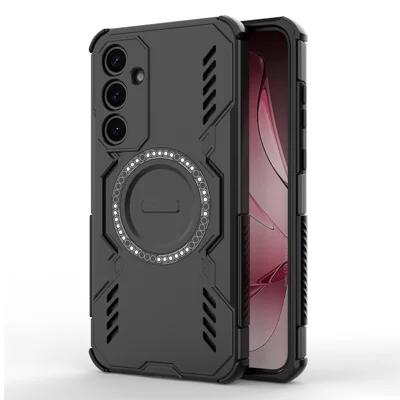 For Samsung Galaxy A35 5G Magnetic Case Butterfly Armor Hollow Heat Dissipation PC + TPU Phone Cover - Black