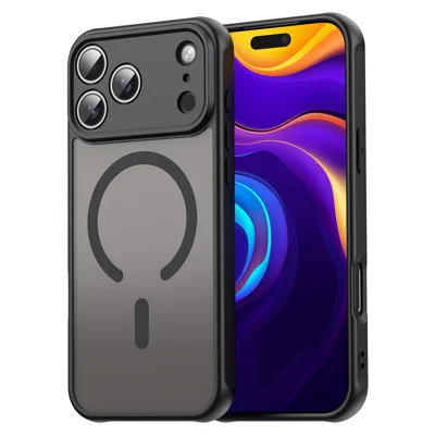 För iPhone 17 Pro Max Skal Kompatibel med MagSafe Anti Drop PC + TPU Telefonhölje - Svart