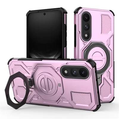 For OnePlus Ace 5 Ultra 5G  /  Nord 5 5G Magnetic Case Rotating Metal Kickstand PC + TPU Phone Back Cover - Pink