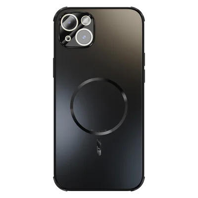 ABEEL For iPhone 15 Plus Case Compatible with MagSafe TPU PC Cooling Matte Phone Back Cover with Lens Film - Black