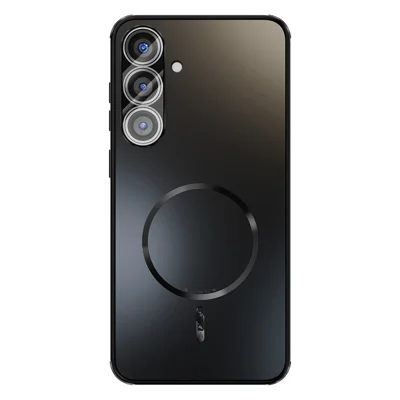 ABEEL For Samsung Galaxy S25+ Magnetic Case TPU PC Cooling Matte Phone Back Cover with Lens Film - Black