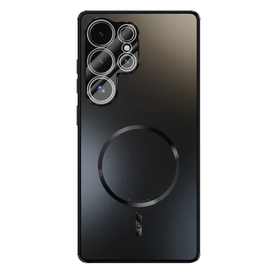 ABEEL For Samsung Galaxy S25 Ultra Magnetic Case TPU PC Cooling Matte Phone Back Cover with Lens Film - Black