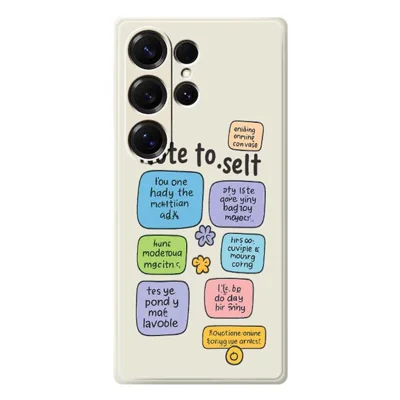 For Samsung Galaxy S25 Ultra Case Colored Sticky Notes Pattern Printing Straight Edge TPU Phone Back Cover - Beige