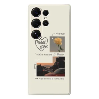 For Samsung Galaxy S25 Ultra Case Meet You Photo Pattern Printing Straight Edge TPU Phone Back Cover - Beige