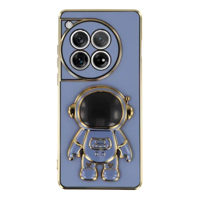 For OnePlus 12 5G Case Electroplating Soft TPU Phone Cover with Astronaut Hidden Kickstand - Blue