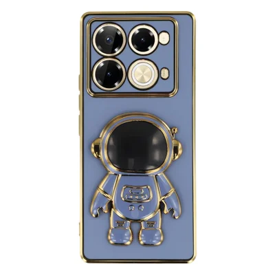 For Infinix Note 40 Pro 4G / 5G / Note 40 Pro+ Case Electroplating Soft TPU Phone Cover with Astronaut Hidden Kickstand - Blue