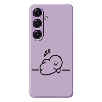 For Samsung Galaxy S25 Case Stick Figure Pattern Printing Straight Edge TPU Phone Back Cover - Purple