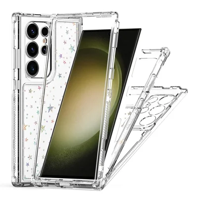 For Samsung Galaxy S25 Ultra / S24 Ultra Case Acrylic TPU Clear Phone Cover with Laser-printed Film - Stars