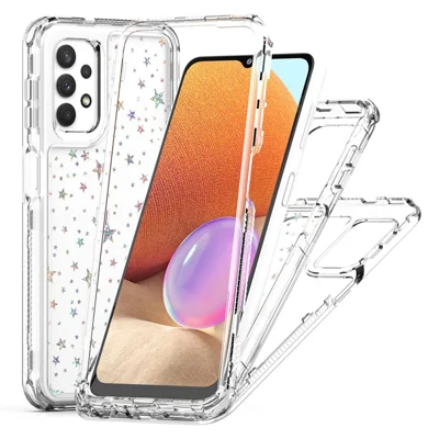 Telefoonhoesje voor Samsung Galaxy A13 4G / 5G / A04 4G (164,4 mm) / A04s 4G (164,7 mm) / A32 5G, transparant acryl TPU-hoesje met laserbedrukt folie - Sterren