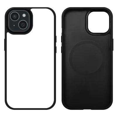 10Pcs For iPhone 15 Case DIY Blank Heat Transfer TPU + PC Phone Back Cover with Magnetic Ring