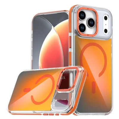For iPhone 17 Pro Max Case Kompatibel med MagSafe Farveskiftende TPU Akryl Telefon Bagdæksel - Orange