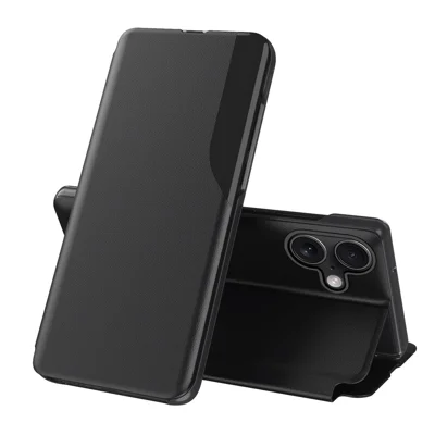 For iPhone 17 Phone Case Folio Flip PU Leather Stand Cover - Black