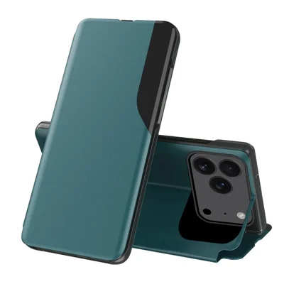 For iPhone 17 Pro Max Phone Case Folio Flip PU Leather Stand Cover - Green