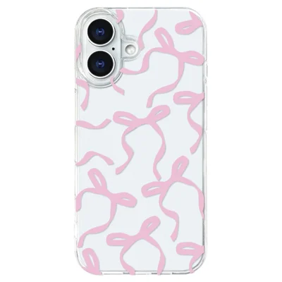 Voor iPhone 16 Plus hoesje met vlindermotief zachte TPU beschermhoes duidelijke cover - Roze