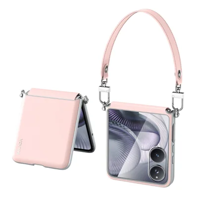 SULADA For Xiaomi Mix Flip 2 Case with Strap Leather Back Phone Cover Hinge Protection - Pink