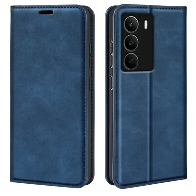 For Realme C71 4G Case Skin Touch Leather Wallet Phone Cover - Blue 