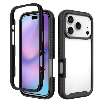 For iPhone 18 Pro / 17 Pro Case Anti Drop 2 in 1 PC + TPU Phone Cover - Black