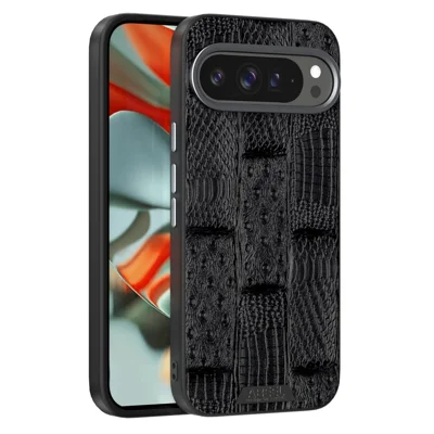 ABEEL For Google Pixel 9 Pro XL Magnetic Case Beast Texture Micro-Embossing Back Cover - Black