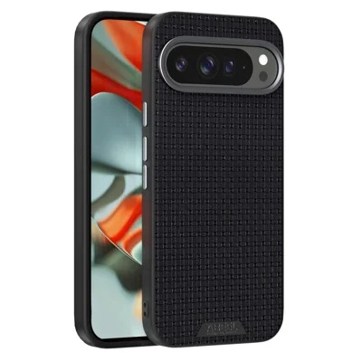 ABEEL For Google Pixel 9 Pro XL Magnetic Case Textured Micro-Embossing Back Cover - Black