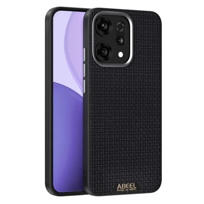 ABEEL For Oppo Reno14 Pro 5G (Global) Magnetic Case Textured Micro-Embossing Back Cover - Black