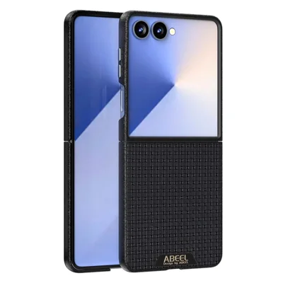 ABEEL For Samsung Galaxy Z Flip7 5G Magnetic Case Textured Micro-Embossing Back Cover - Black