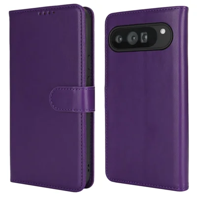 For Google Pixel 9 Pro XL Stand Case Shockproof Leather Wallet Phone Cover - Dark Purple