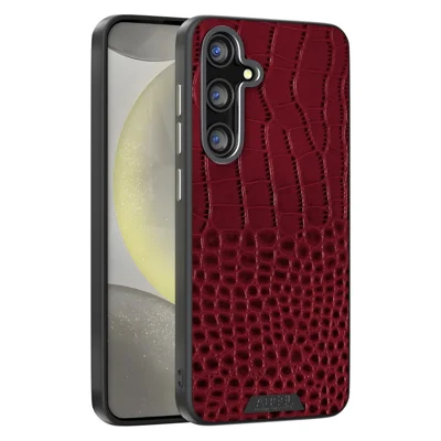 ABEEL For Samsung Galaxy S24 FE Magnetic Case Crocodile Texture Micro-Embossing Back Cover - Red
