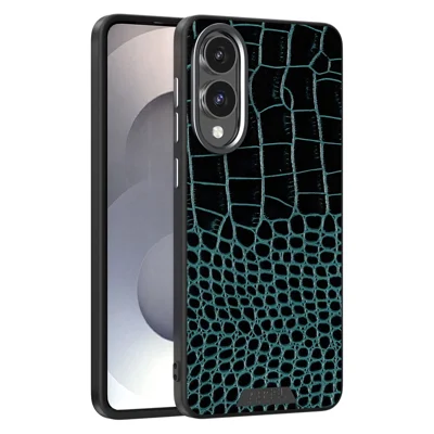 ABEEL voor Samsung Galaxy S25 Edge hoes compatibel met MagSafe Krokodillenstructuur micro-reliëf achterkant - Groen