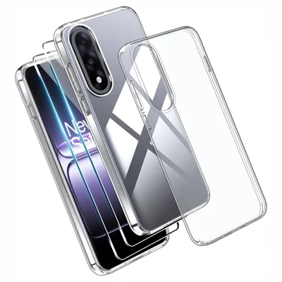 For OnePlus Nord 5 5G / Ace 5 Ultra 5G Case TPU Clear Phone Cover + 2PCS Tempered Glass Screen Film 2.5D Arc Edge