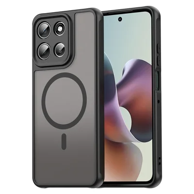 For Motorola Moto G56 5G Magnetic Case Anti Drop PC + TPU Phone Cover - Black