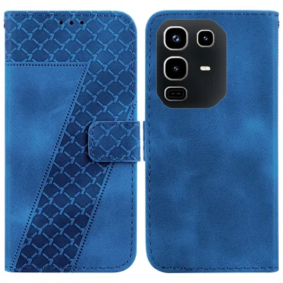 For Infinix Note 50 4G  /  Note 50 Pro 4G Stand Case 7-Shaped Pattern Imprint Leather Phone Cover with Strap - Dark Blue