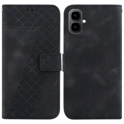 For Infinix Smart 10 Stand Case 7-Shaped Pattern Imprint Leather Phone Cover with Strap - Black