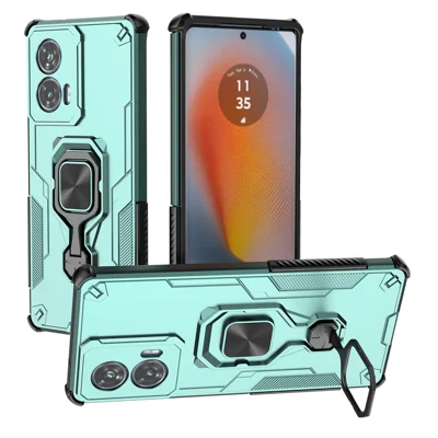 For Motorola Edge 50 Fusion 5G Case Rotatable Ring Kickstand PC + TPU Shockproof Phone Cover - Green