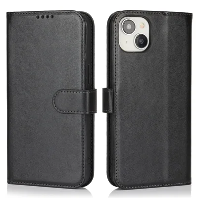 For iPhone 13 mini Stand Case Shockproof Leather Wallet Phone Cover - Black