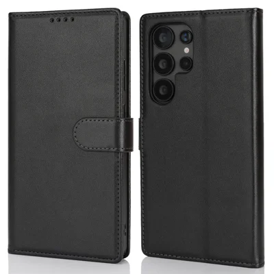 For Samsung Galaxy S24 Ultra Stand Case Shockproof Leather Wallet Phone Cover - Black