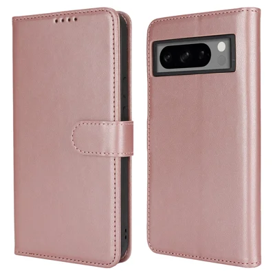 For Google Pixel 8 Pro Stand Case Shockproof Leather Wallet Phone Cover - Rose Gold