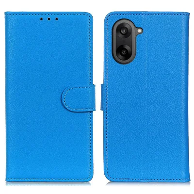 Futerał portfelowy na OnePlus Nord CE5 5G / Ace 5 Racing 5G, pokrowiec na telefon z syntetycznej skóry PU o fakturze litchi - niebieski
