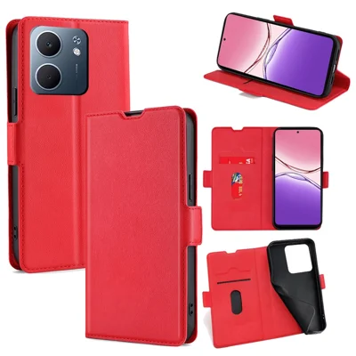 For Oppo A5x 5G Case Card Holder PU Leather Phone Cover - Red