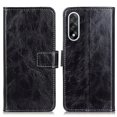 For OnePlus Nord 5 5G / Ace 5 Ultra 5G Case Wallet Leather Phone Cover Crazy Horse Texture - Black