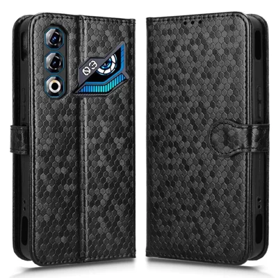 For ZTE nubia Neo 3 GT 5G Wallet Case Dot Pattern Imprint PU Leather Phone Cover with Wrist Strap - Black