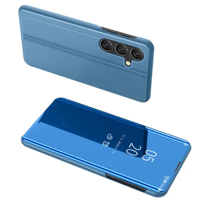 For Samsung Galaxy S25 FE Etui med Sigtvindue, Stand og Læderlåg - Blå