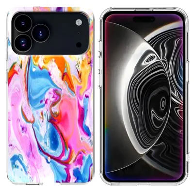 For iPhone 18 Pro / 17 Pro Case Marble Pattern Printing Soft TPU Phone Cover - Colorful