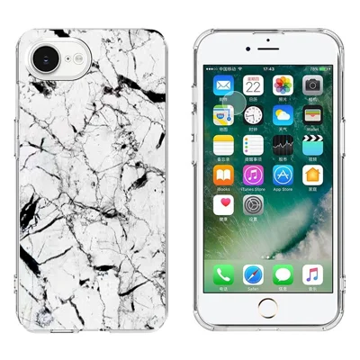 For iPhone SE (2022) / (2020) / 8 / 7 Case Marble Pattern Printing Soft TPU Phone Cover - White