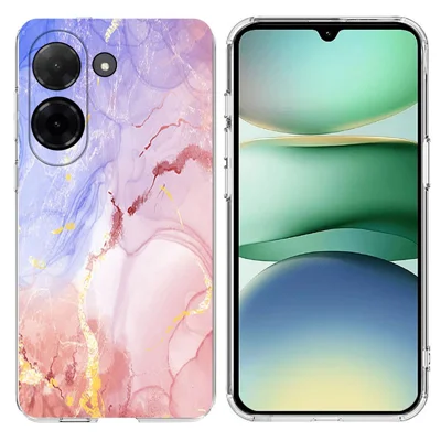 Soft TPU Case for Xiaomi Redmi A5 4G (171.7mm) / Poco C71 4G Marble Pattern Printing Phone Cover - Pink