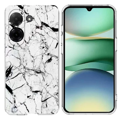 Soft TPU Case for Xiaomi Redmi A5 NFC (EU) (173.45mm) Marble Pattern Printing Phone Cover - White