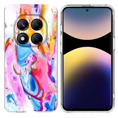 Soft TPU Case for Xiaomi Redmi Note 14 Pro 4G / 14 Pro 5G Marble Pattern Printing Phone Cover - Colorful
