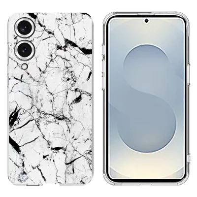 Soft TPU Case for Samsung Galaxy S25 Edge Marble Pattern Printing Phone Cover - White