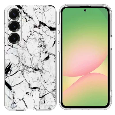 For Samsung Galaxy A56 5G Case Marble Pattern Printing Soft TPU Phone Cover - White
